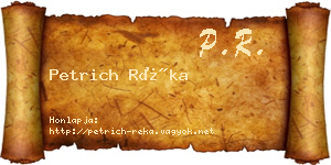 Petrich Réka névjegykártya