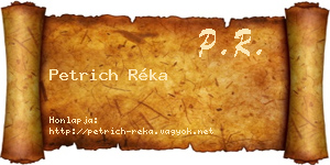 Petrich Réka névjegykártya